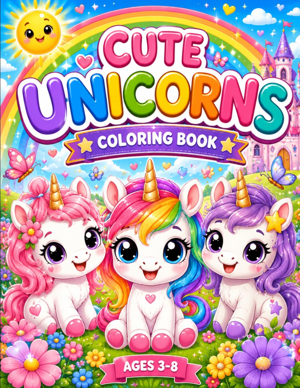 Cute Unicorns Coloring Book: Fun Unicorn Coloring Pages for Kids Ages 3–8