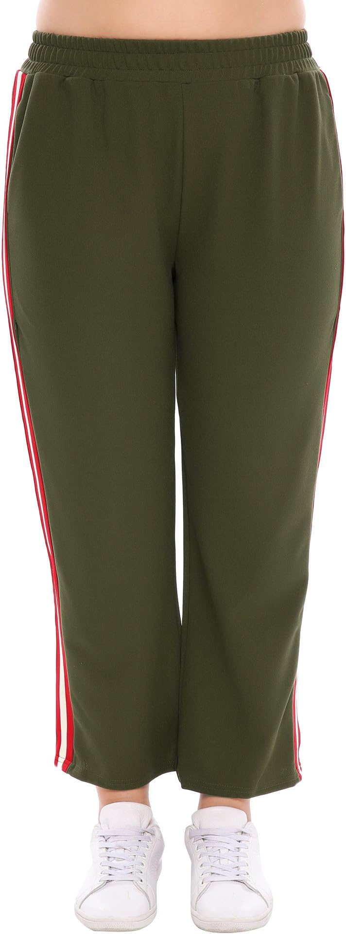 Womens Plus Size Activewear Athletic Pant Casual Capri Pants Sweatpant,XX-Large,Army Green