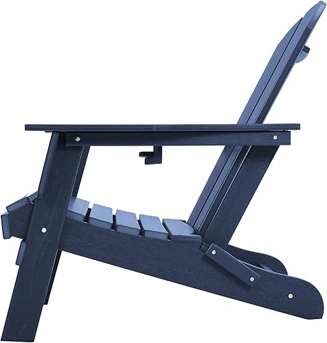Miniatura 8 de Silla Adirondack plegable con soporte para tazas, silla plegable de polietileno de alta densidad para todo tipo de clima, silla Adirondack de patio