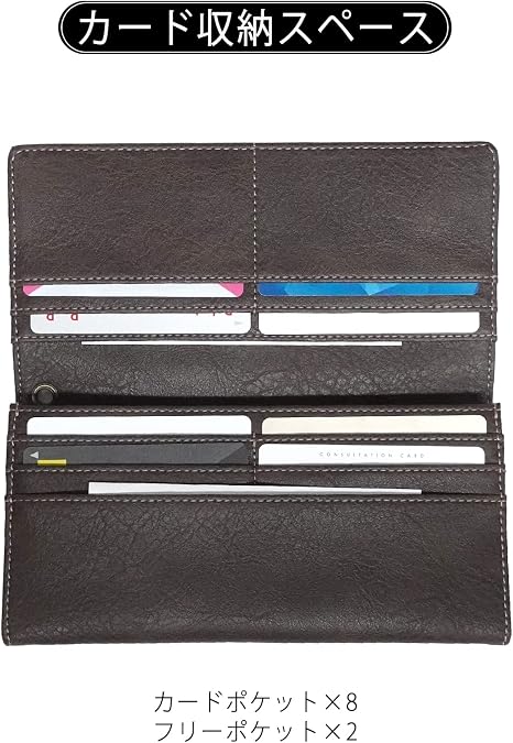 Long Wallet, Grain Synthetic Leather, Plate, Bill Storage, Coin Storage, Card Storage, YKK Zipper