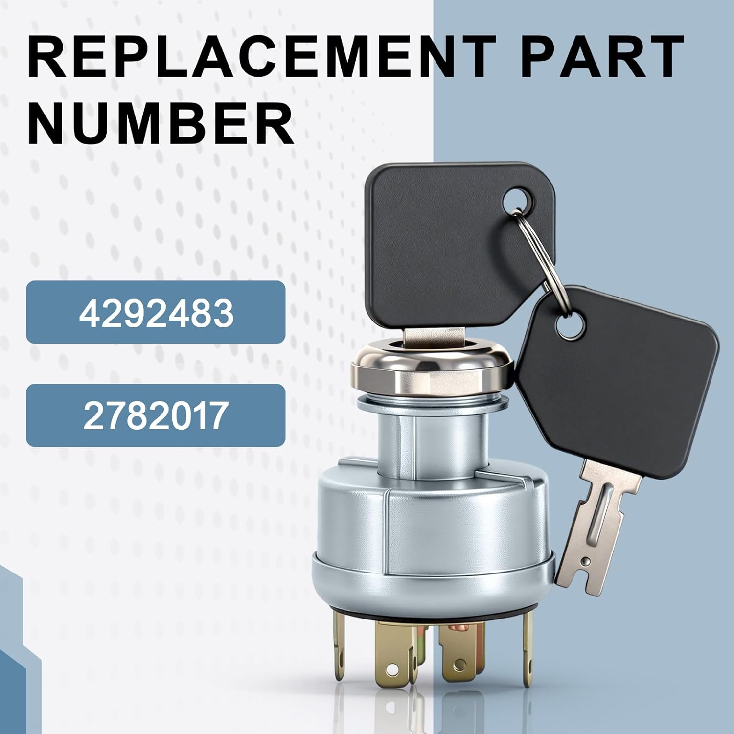 Ignition Starter Switch 4292483 – Replaces Pollak 31-297 / Clark 2782017 – Compatible with Hyster/Clark Forklifts, 4-Position, with 2 Keys