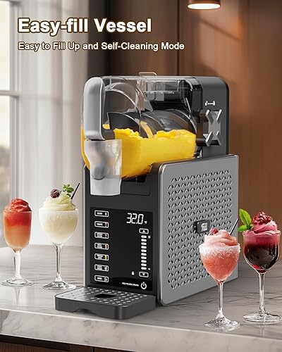 Miniatura 7 de Fiii Máquina de granizado de 92 onzas, máquina de granizado para el hogar, 6 programas preestablecidos, funcionamiento silencioso, pantalla LED,