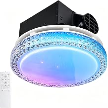 Bathroom Exhaust Fan with Light and Bluetooth Speaker, White | 240 CFM Ventilation, 7 RGB Modes, Remote, 12 IN Panel, 10 IN Mounting Opening