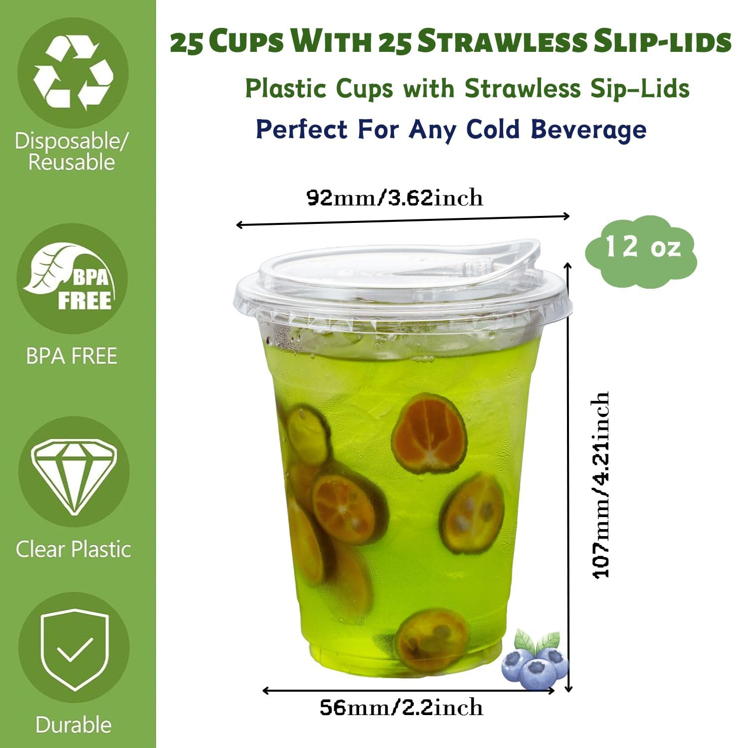 Amazon.com: Artpreti 12 oz Clear Plastic Cups with Strawless Sip Lids, Disposable  Plastic Coffee Cups with Lids, To Go Cups for Iced Coffee, Smoothies, Soda,  or Any Cold Drinks, 25Sets : Home