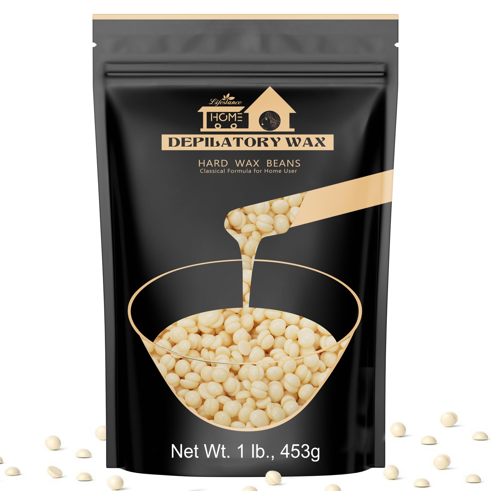 Lifestance 1lb Hard Wax Beans, Wax Beads Hair Removal Hard Wax Kit for Thin & Fine Hair, Sensitive Skin, Waxing Beads for Face, Chin, Eyebrow, Bikini