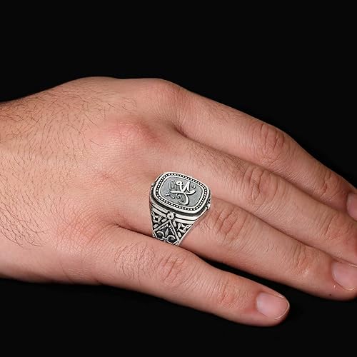 Miniatura 7 de Gold Coated Coat of Arms Ring Silver Signet Ring for Men Custom Statement Ring Family Crest Ring Personalized Initials Ring Class Ring