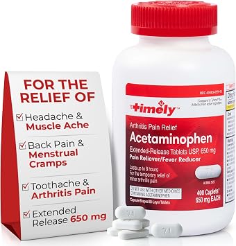TIME-Cap Labs 400 Caplets Extended Release Acetaminophen 650mg - Pain Reliever & Fever Reducer for Adults, Helps with Headaches, Backaches, Muscle Pain, Toothaches, Arthritis & Menstrual Cramps