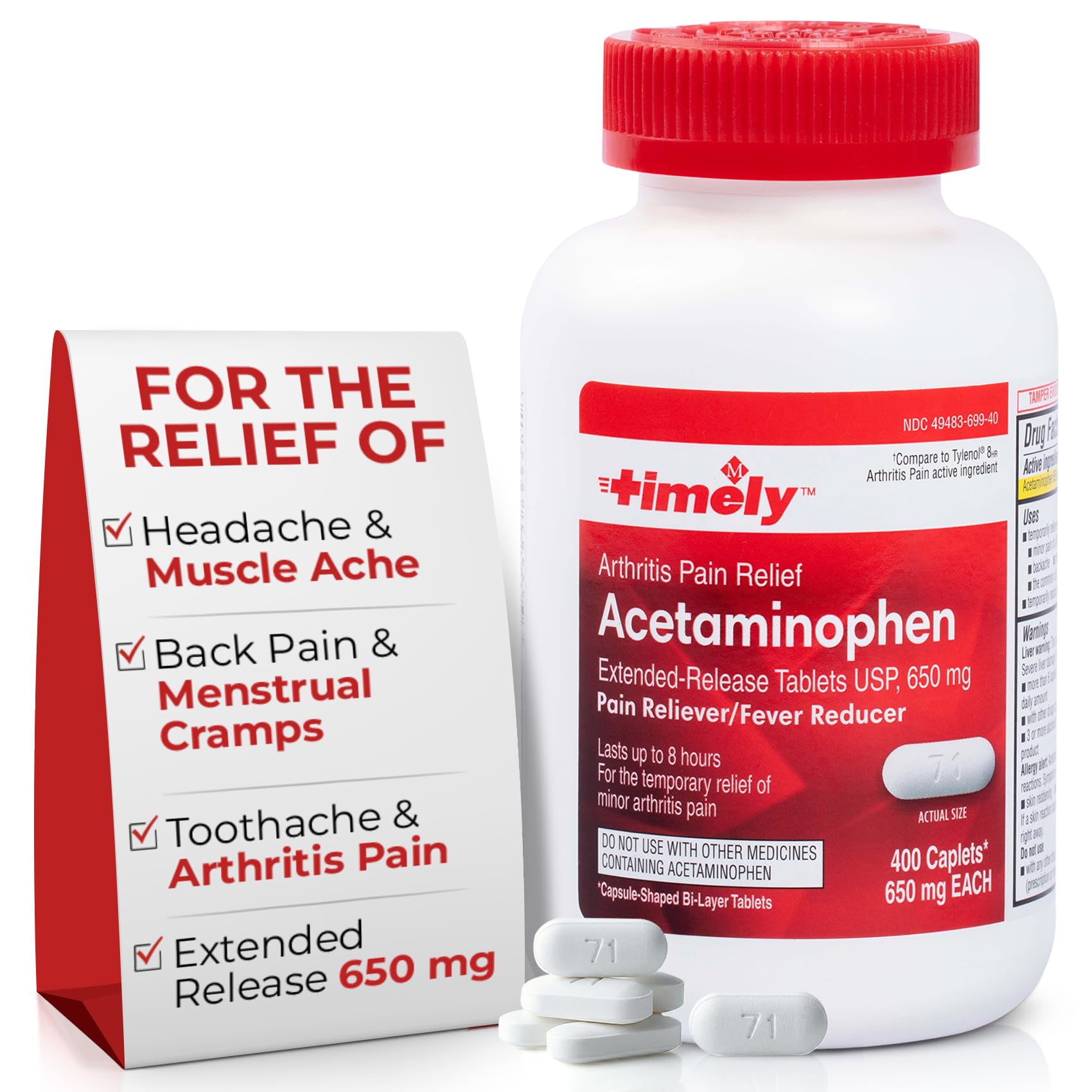 TIME-Cap Labs Acetaminophen 650mg Extended Release, 400 Caplets