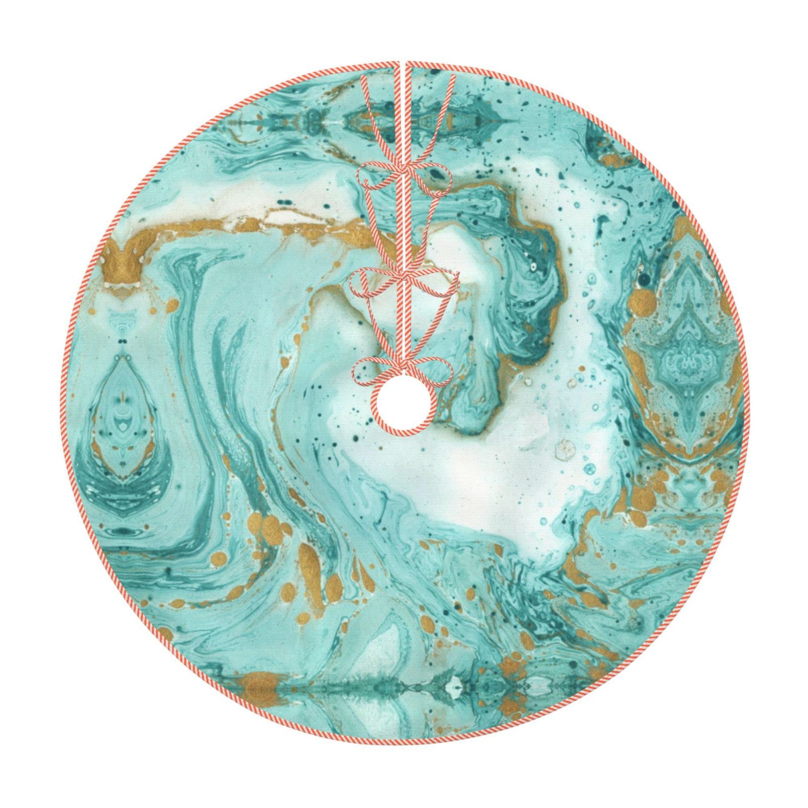 Jupe de sapin de Noël turquoise doré déco fête intérieur extérieur
