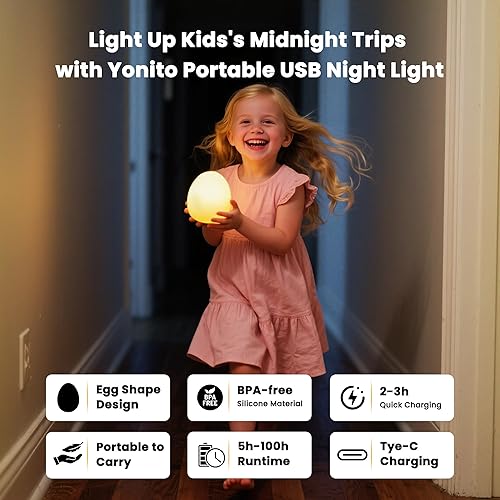 Miniatura 4 de Luz nocturna para bebés: Luz de huevo de silicona que cambia de 16 colores para guardería, luz nocturna táctil recargable para niños