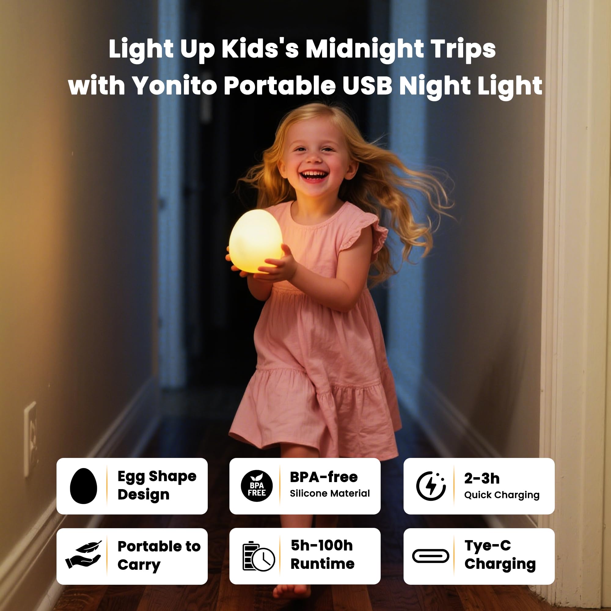 Luce notturna per bambini: 16 colori cangianti in silicone a forma di uovo per asilo, luce notturna ricaricabile touch per bambini con timer e mermory, dimmerabile, luce notturna portatile per