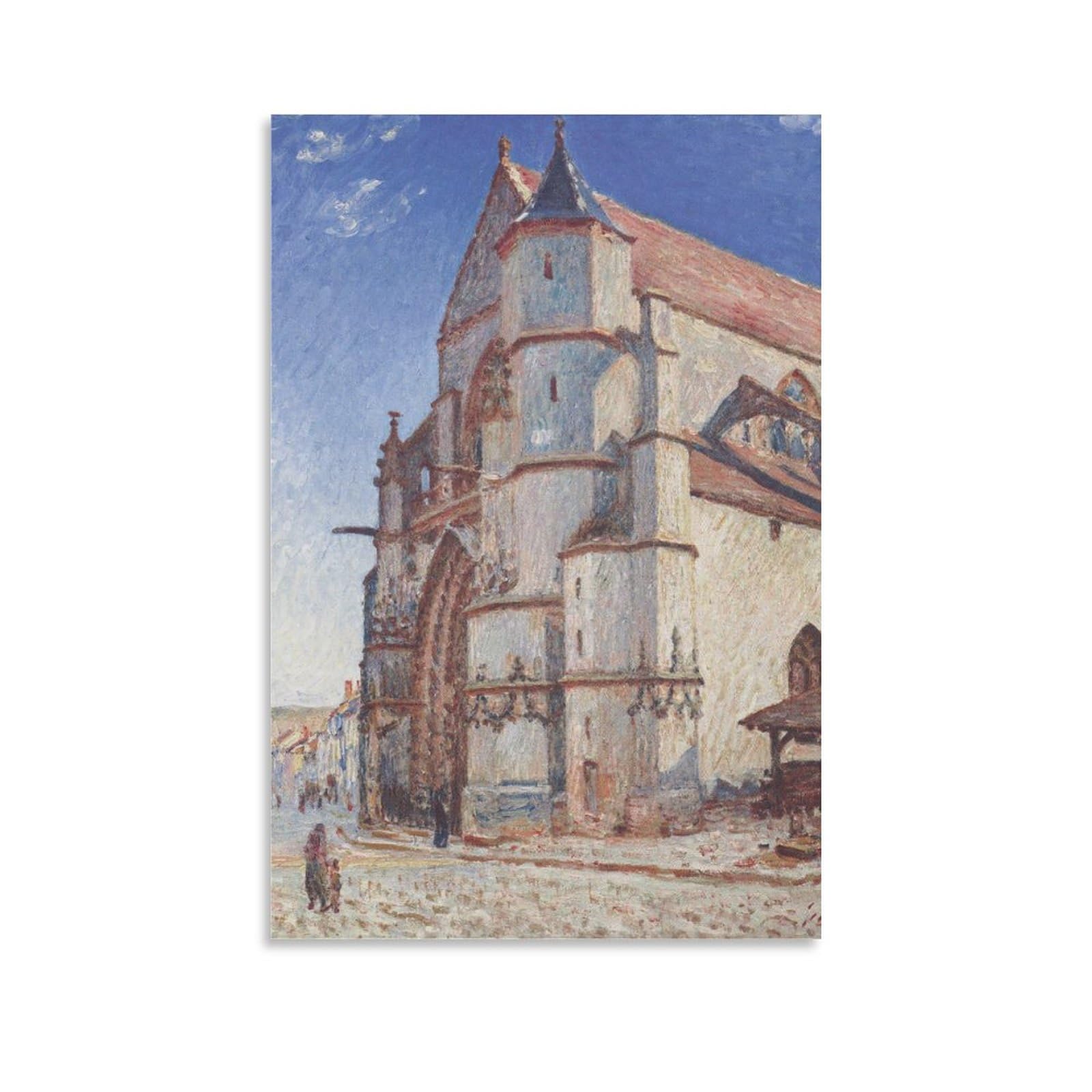 フランス イソワールの教会風景 (版画) フランス イソワールの教会風景