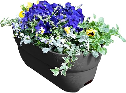 Vista 32 de Emsco Group Bloomers Railing Planter with Drainage Holes – 24" Weatherproof Resin Planter – Brown, Plastic
