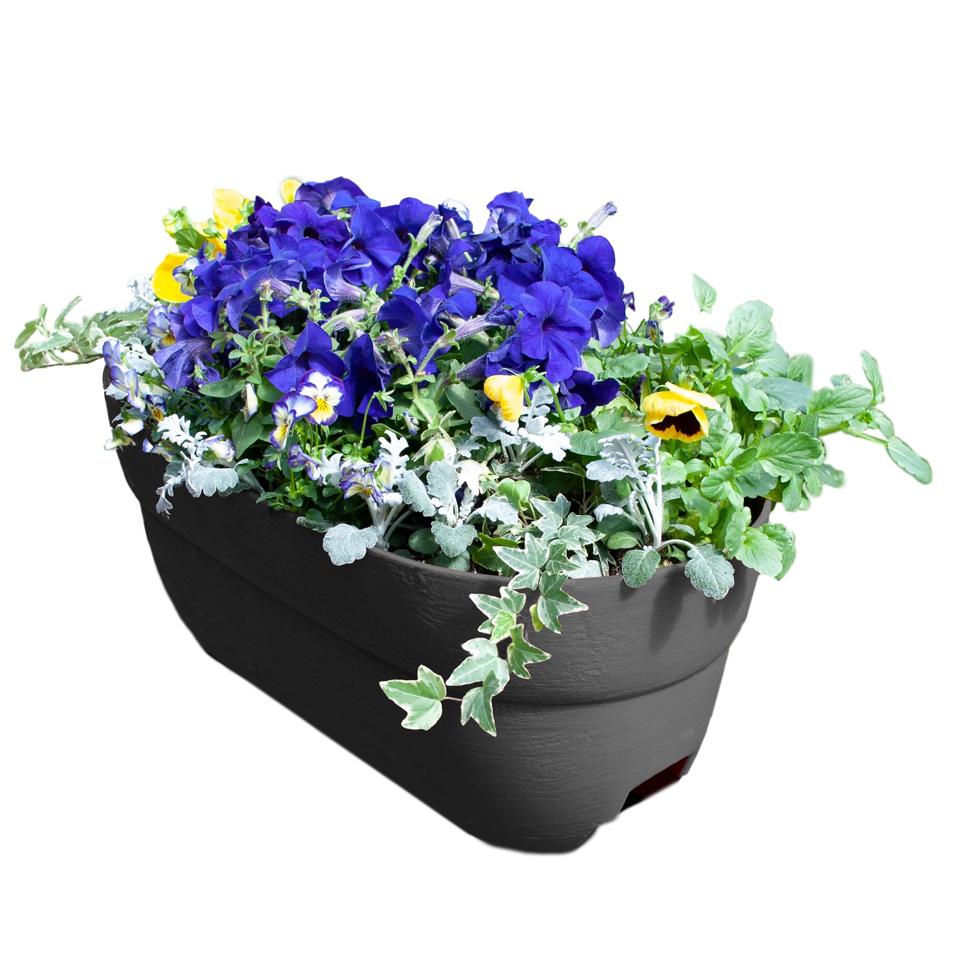 emsco group bloomers railing planter with drainage holes- 24” w - slate, plastic