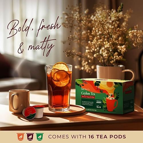 Miniatura 57 de Gya Tea Co Cápsulas de té negro melocotón (16 unidades) - Té caliente o helado con alto contenido de cafeína y dulce afrutado para comenzar tu día