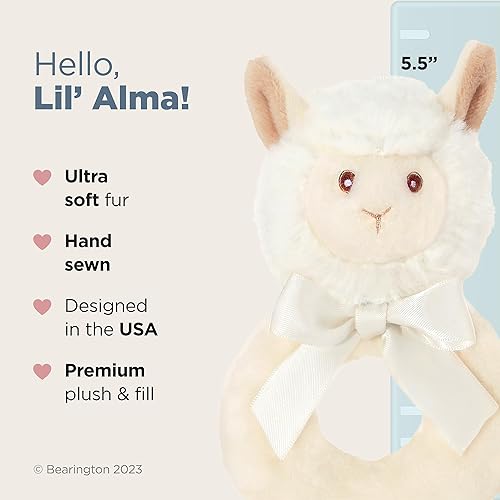 Miniatura 2 de Bearington Baby Lil Alma, 5.5 Inch Plush Llama Stuffed Animal Soft Rattle