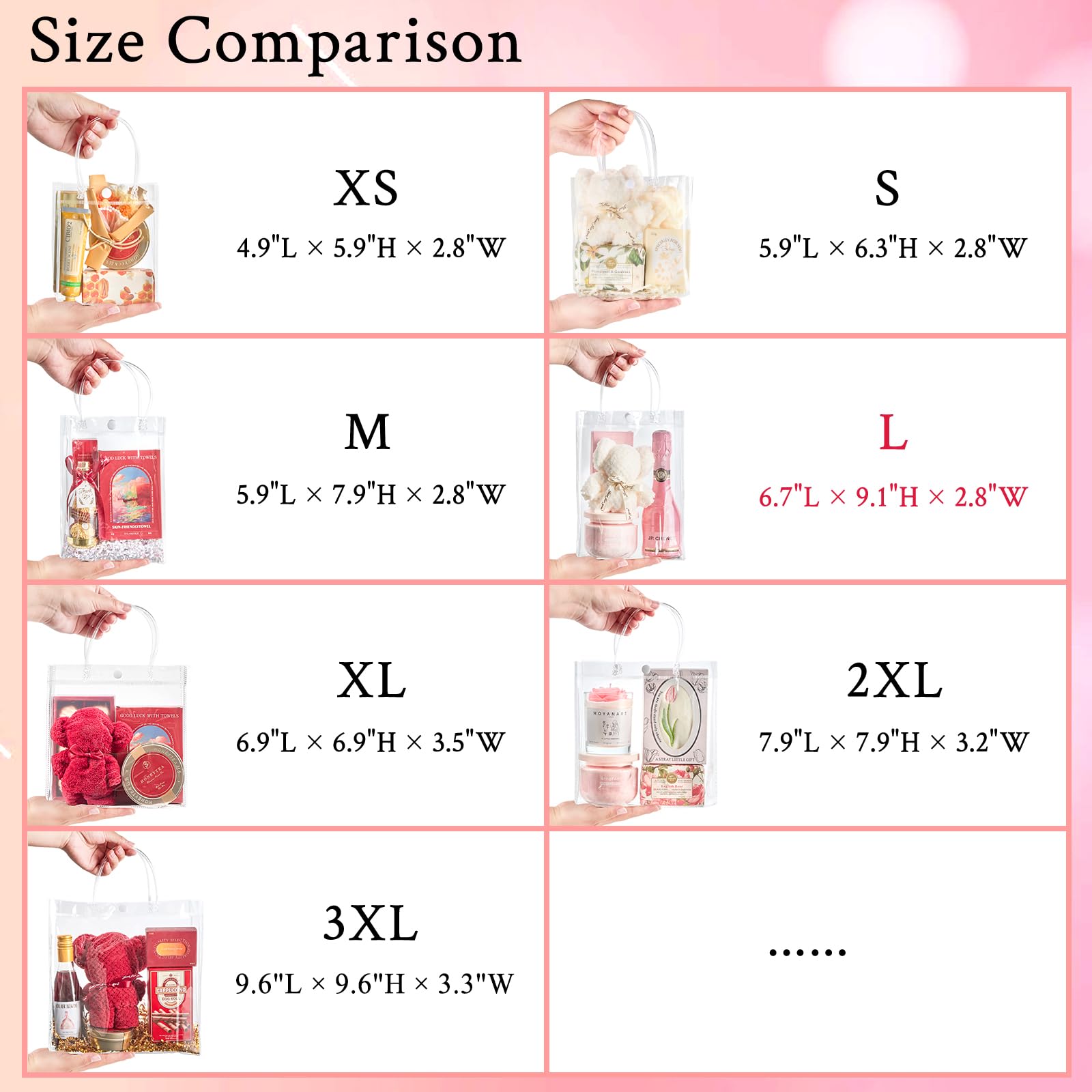 mauproy Paquete de 50 bolsas de regalo de plástico transparente con asas, bolsas de recuerdo de fiesta con cintas y etiquetas, bolsas de regalo reutilizables para bodas, baby shower (6.7 x 9.1 x 2.8
