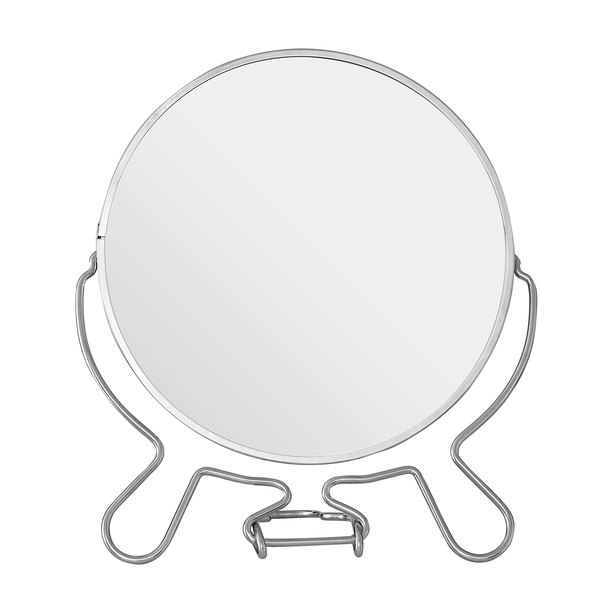 Premier Silver Housewares Effect Two Sided Small Shaving Mirror Round Standing Mirror With Swivel Function Perfect For Grooming And Shaving Makeup Mirror