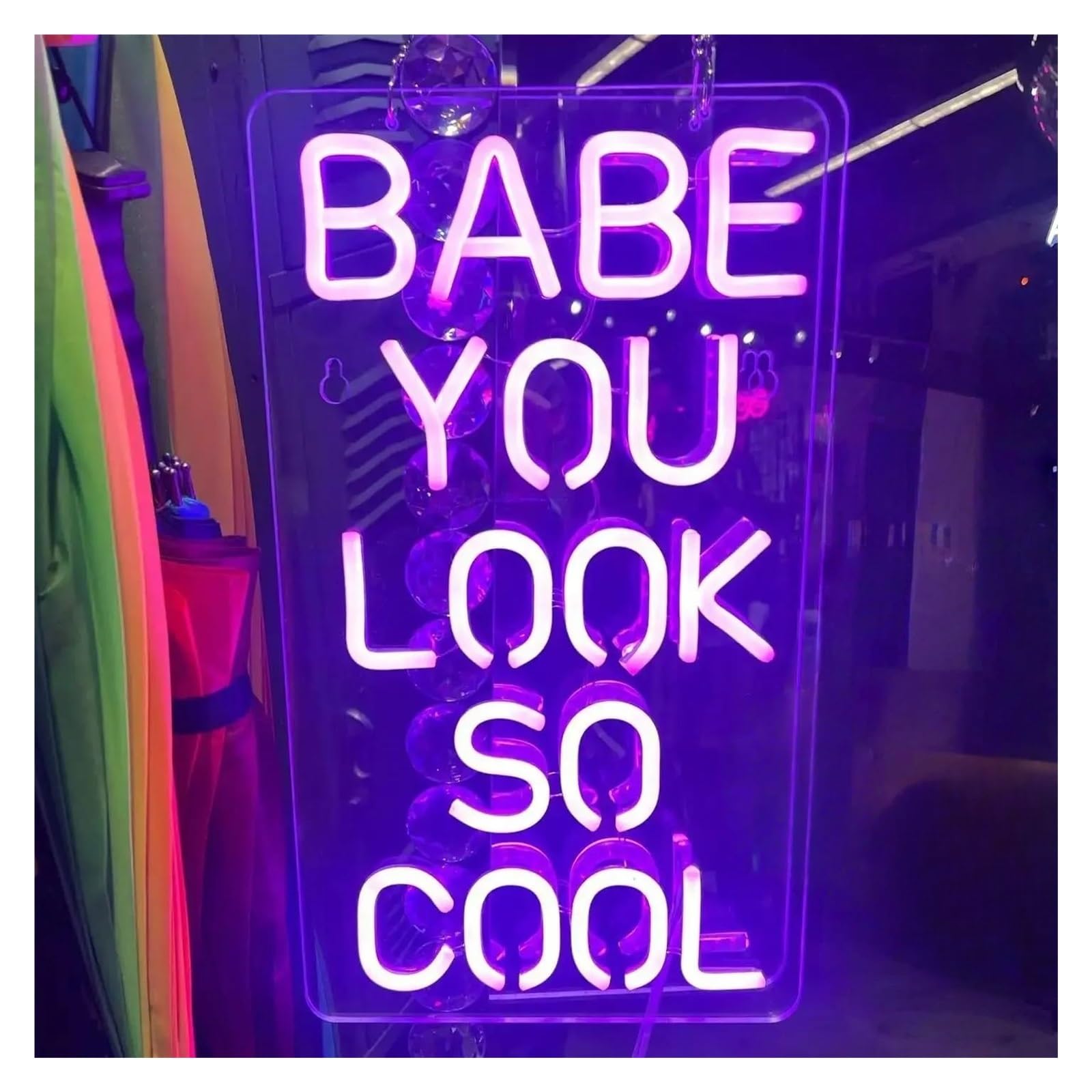 Hängende Kunst-Leuchtreklamen Babe You Look So Cool Neonschild, LED-Licht, Helligkeit Einstellbar, Für Schlafzimmer, Hochzeit, Party, Zimmer, Home Shop, Wanddekoration(F,45cm)