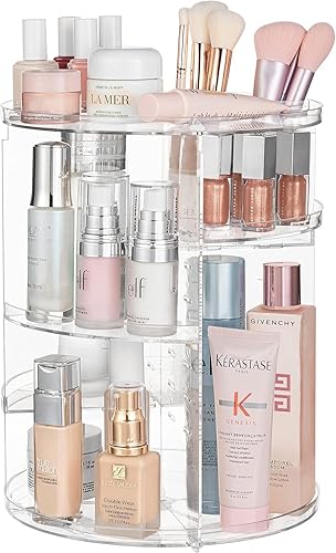 HBlife Organizador de maquillaje giratorio de 360 grados, carrusel ajustable, organizador de perfumes giratorio de gran capacidad, organizador de