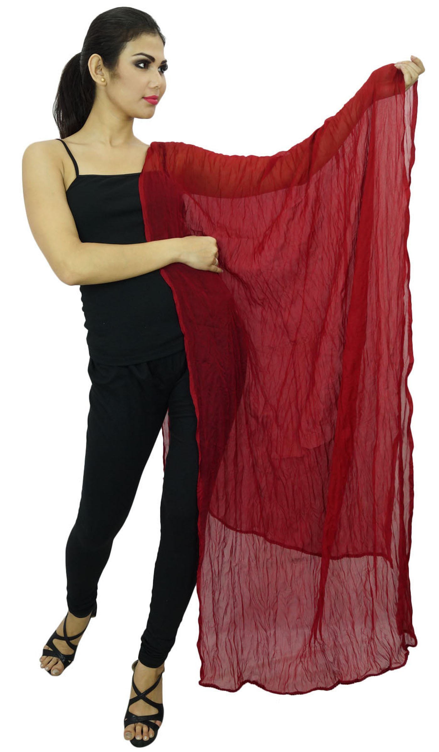 Chiffon Blend Indian Scarves Women Wear Stole Neck Wrap Chunni Long Dupatta Gift For Her