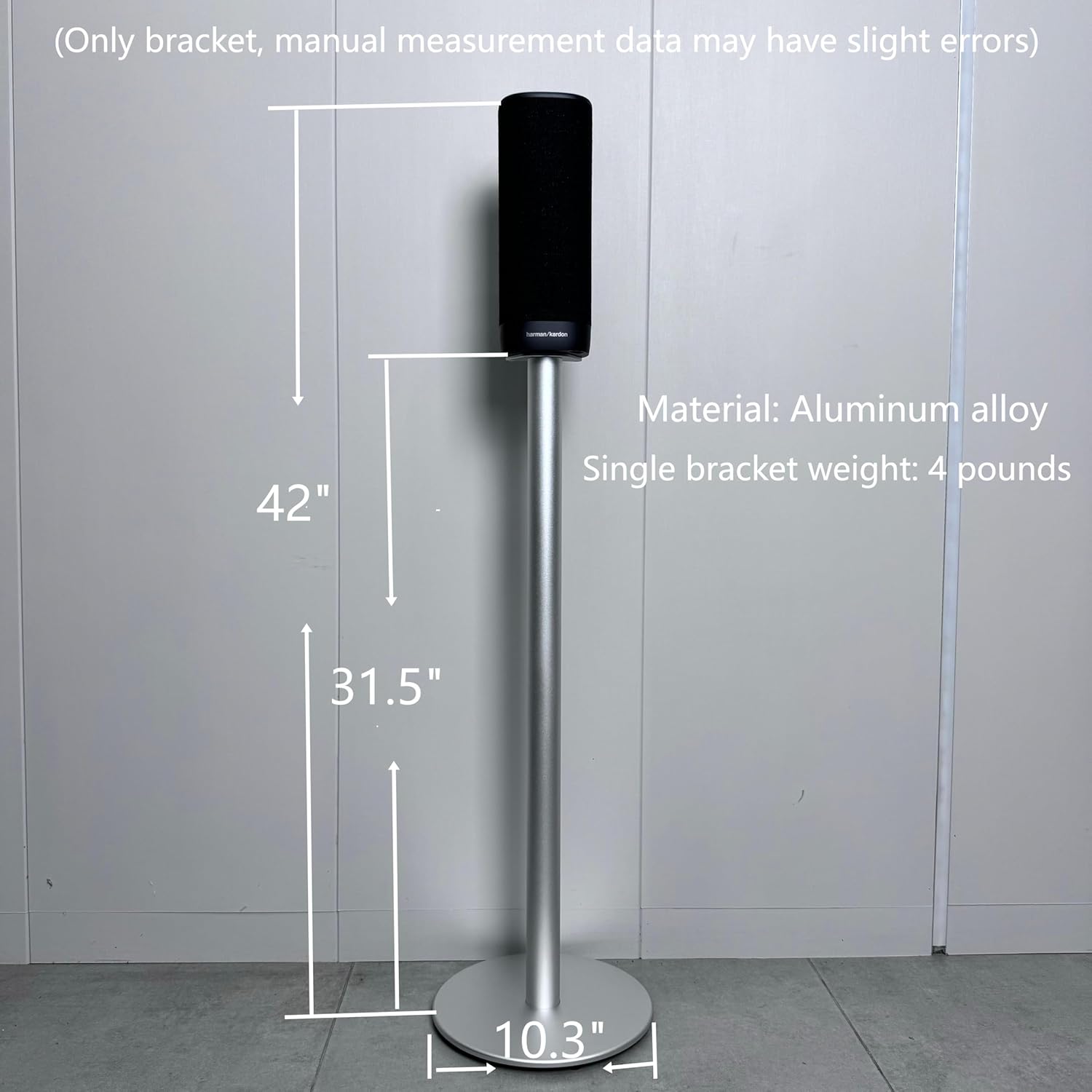 Speaker Floor Stand is Compatible with Harman Kardon Citation 5.1/Surround Rear Surround Sound System Made of Aluminum Alloy Material, with Screw Fixation and Hidden Wire Design (Black Pair)