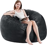 Vista 13 de Silla de Puf de 3 Pies - Sillas de Puf para Adultos, Sofá de Muebles de Sala de Estar con Funda de Microfibra Suave, Sillón Esponjoso Redondo