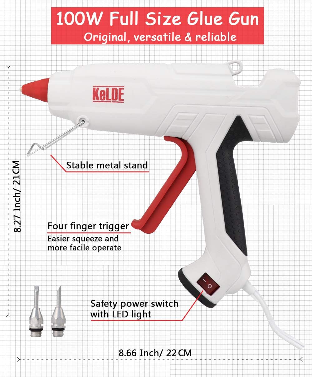 57-Piece Hot Glue Gun Kit, KeLDE 100W Full Size Heavy Duty Glue Gun, Bonus 10 Watts Mini Glue Gun, Includes 2 pcs Extra Fine Tips, 50 pcs Glue Sticks for DIY, Craft Projects & Repair : Tools & Home Improvement