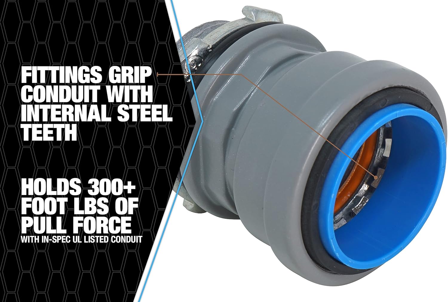 Southwire EW-CP-100 1" Push Install EMT Watertight Coupling, Gray