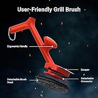 Vista 2 de ThermoMaven BBQ Grill Brush Bristle Free - 17" Safe Steam Grill Cleaner Brush with Scraper and 3 Brush Heads for Porcelain/Gas/Charcoal Grill