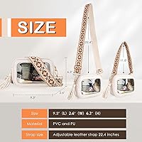 Vista 2 de Viva Terry Bolsa transparente aprobada para eventos de estadio, pequeña bolsa cruzada transparente con 2 correas ajustables para artículos