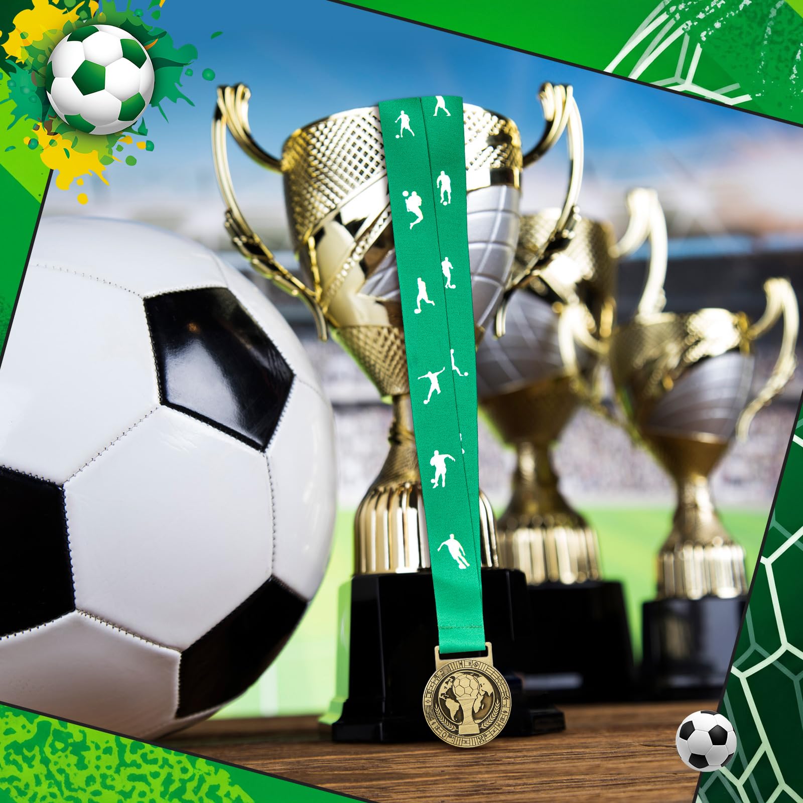 Kenning Goldmedaillen mit Nackenband, Fußball-Medaillen für Auszeichnungen, Sportwettbewerbe, Feier, Trophäe, Preis, Geschenke für Fußball, Party, Gastgeschenke, Teilnahmegewinner, Geschenk