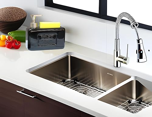 Miniatura 6 de Clasin Home Dispensador de jabón para fregadero de cocina con soporte de esponja, repuesto de jabón líquido de 28 onzas líquidas, elegante
