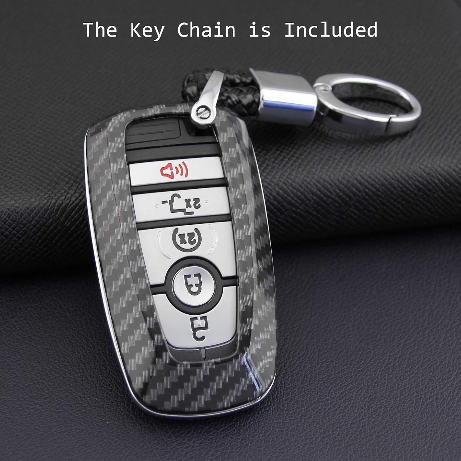 For Ford Key Fob Cover,Hard ABS carbon fiber pattern Key Case Compatible with 2017-2021 2022 2023 Ford Explorer Ranger Mustang Fusion Edge Escape Ecosport F150 F250 F350 Mustang Lincoln (New model)