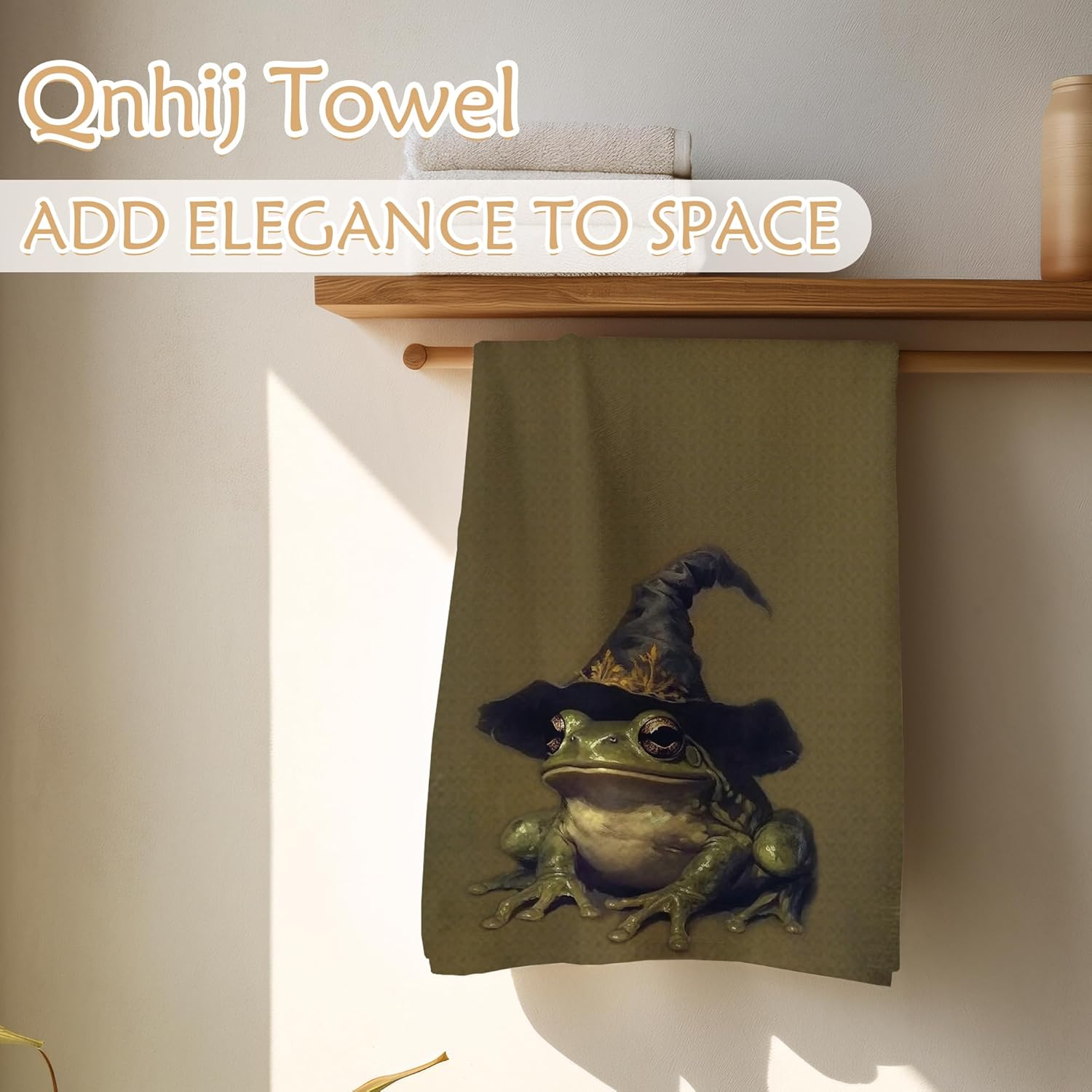 Frog Witch Gifts Kitchen Towels, Witch Decor Hand Towels for Bathroom, Frog Decor for Kitchen, Wizard Gifts Decorative Towels for Home, Halloween Home Decoration, 16x24 Inch - Image 4