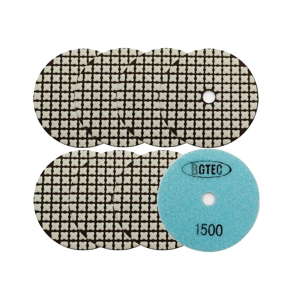 Tampons de Polissage Diamantés Secs BGTEC 100mm Grain 1500 pour Éliminer les Rayures sur Bord de Marbre