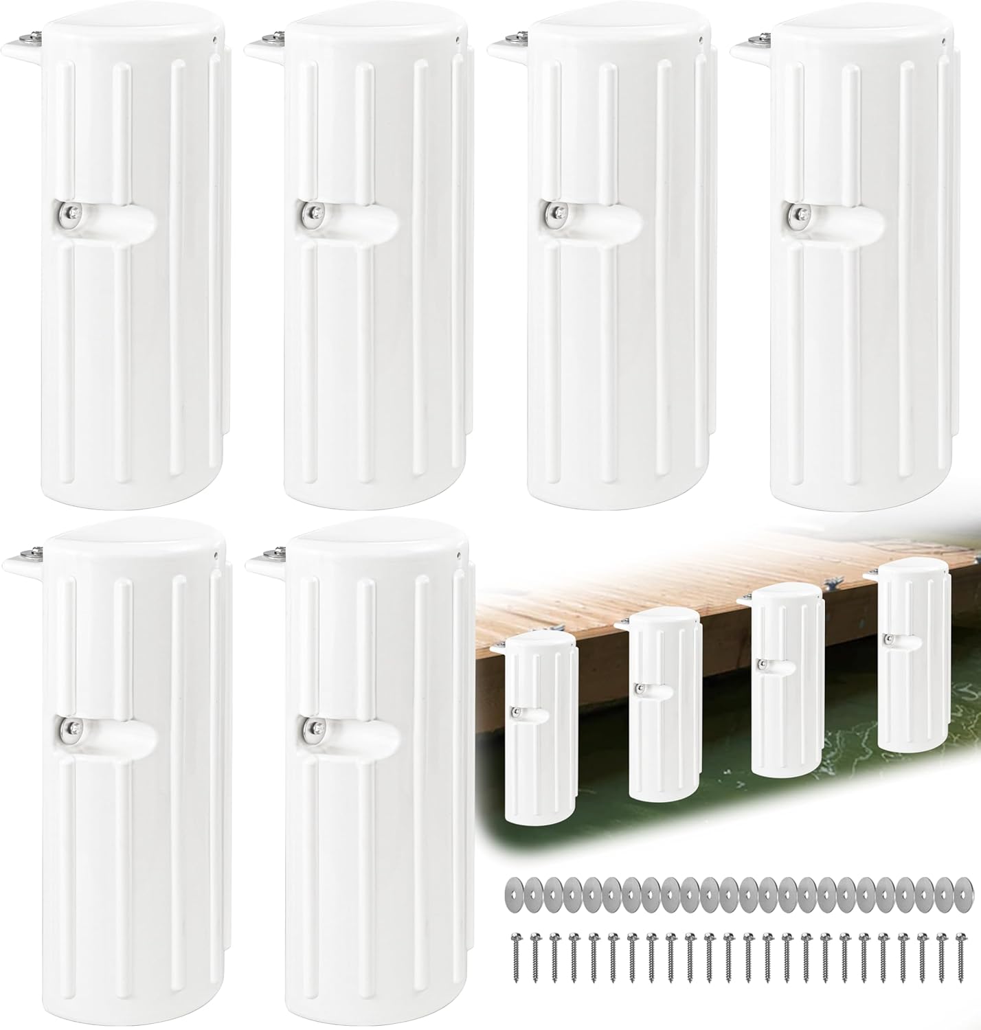 Boat Dock Bumpers Fenders,Boat Dock Bumpers Marine-Grade Straight Edge & Side Dock Fender Guards, Inflatable Vertical Protection, UV-Resistant, Includes Mounting Hardware