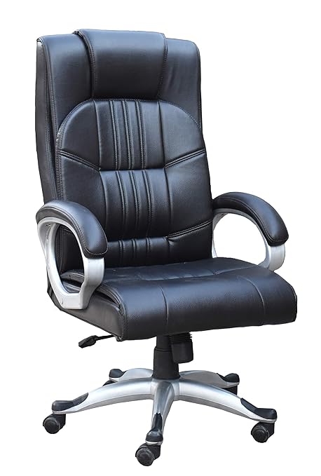 SamDecors Office/Home/Study Executive Boss Corporate Chair with Wheels and Black Upholstery (360 Degree Swivel, Adjustable Height and tilt)