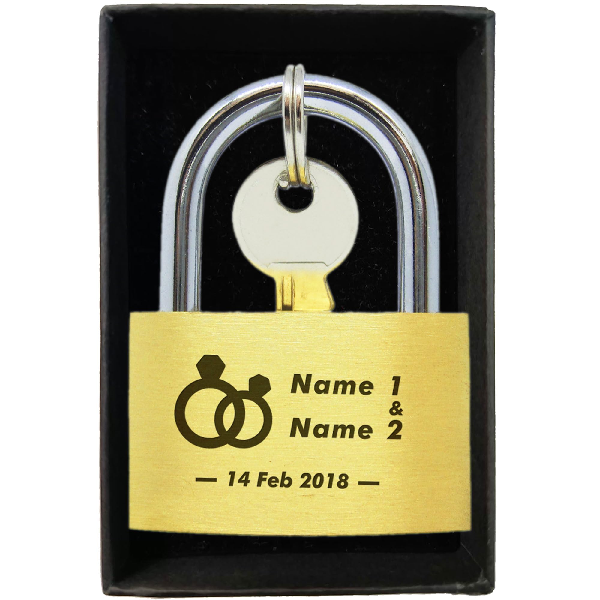 Engraved Padlock Personalised Love Lock Padlock with Key Personalised Gifts for Couples Lover Anniversary Wedding Gifts Love Lock with Gift Box for Travel Trip Valentines(Diamond Rings)