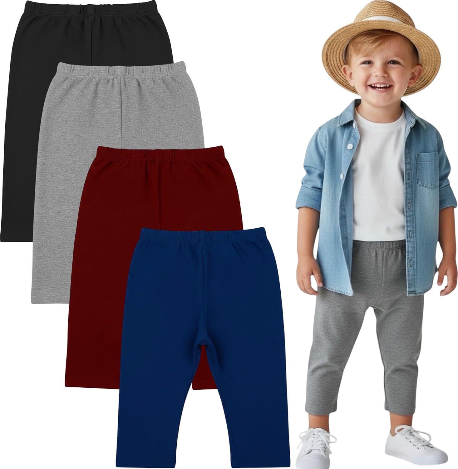 ToBeInStyle Boy's 4-Pack Casual Capri Pants Relaxed Fit