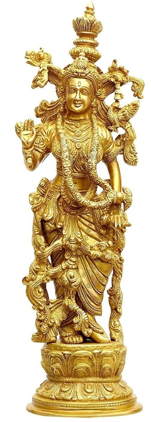 Liv Brass Radha Krishna Statue for Home Decor Easter Decor Lord Radha Krishna Idol 14 Inch Large Statue and Sculptures Accents Art Deco Religious Gift Thanksgiving KK0130