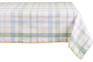 DII Pastel Plaid Tablecloth - Sweet Spring Plaid Tabletop Collection Reusable Machine Washable Cotton