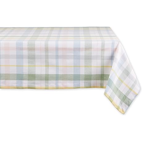 DII Pastel Plaid Tablecloth - Sweet Spring Plaid Tabletop Collection Reusable Machine Washable Cotton