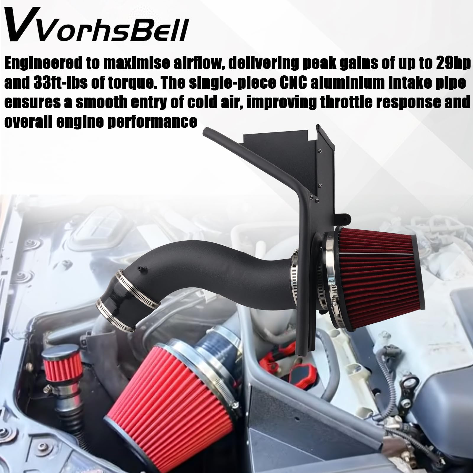 Kit Aspirazione Aria Fredda 3,5 Pollici Compatibile Con Audi B8 B8.5 S4 S5 Q5 SQ5 3,0T 3,2L V6 2010-2017 Sistema Di Induzione Prestazione Alluminio Fresato CNC Con Scudo Termico Filtro