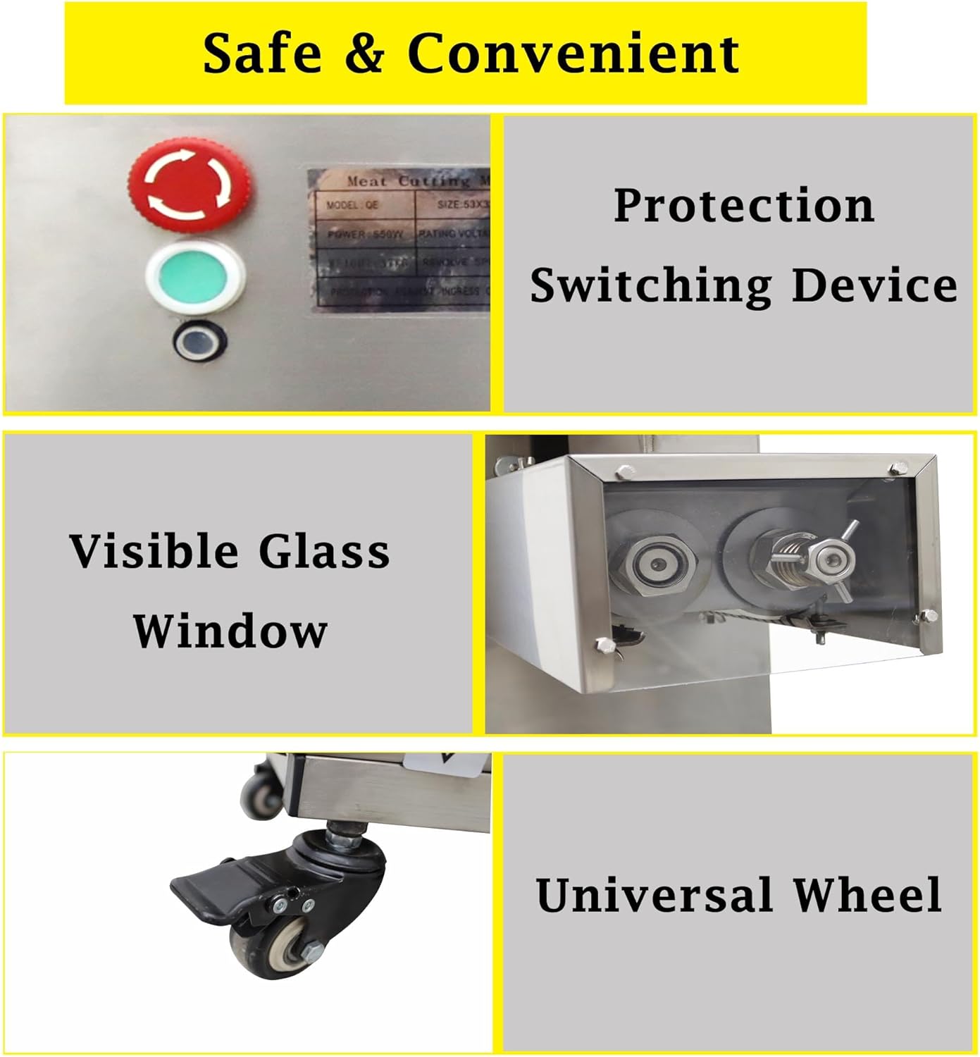 10mm Blade Commercial Meat Cutting Machine 500Kg/Hour Electric Slicer Meat Cutter Stainless Steel 110V 550W