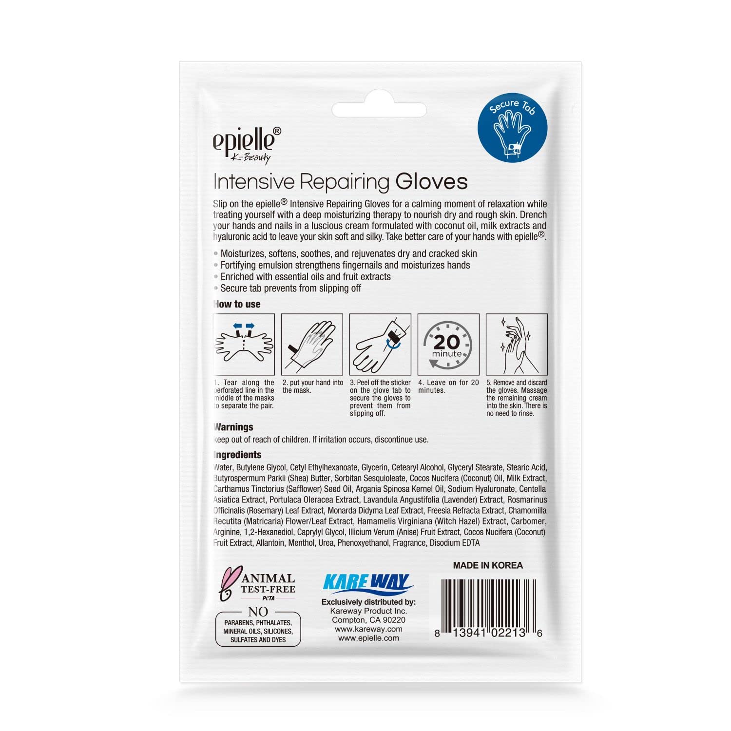 6 pares de mascarillas reparadoras intensivas, guantes de hidratación profunda para manos secas y agrietadas, reparación con aceite de coco y extracto de leche, cuidado de la piel coreano 8