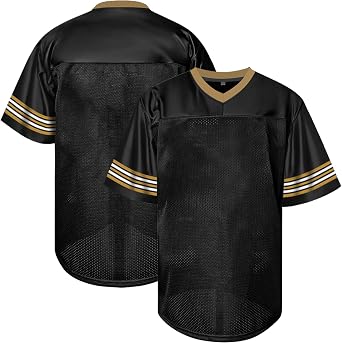 Atonmore Mens Blank Football Jersey Custom Hip Hop Mesh Short Sleeve Party | Classic pullover V-neck short sleeve ,Breathable mesh fabric quickly wicks sweat,customize numbers and team logos