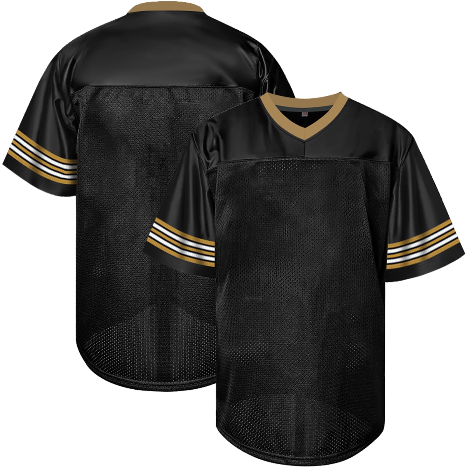Atonmore Unisex St-Black Men Blank Plain Football Jersey, Adult Hip Hop Hipster Short Sleeve Mesh Pullover Shirts,Custom Uniforms For Party, Xxl