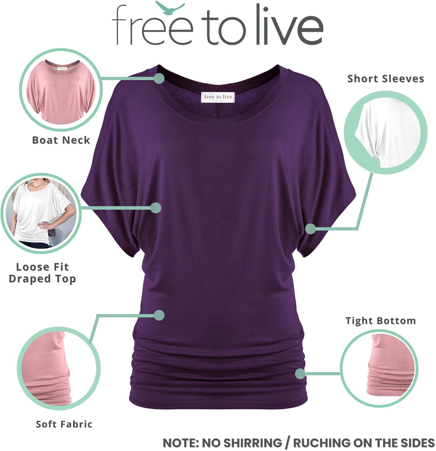 Free to Live 3 Pack Dolman Sleeve Tunic Dressy Business Casual Tops for Women Short Sleeve Shirts Work Outfits Travel Clothes - Image 4