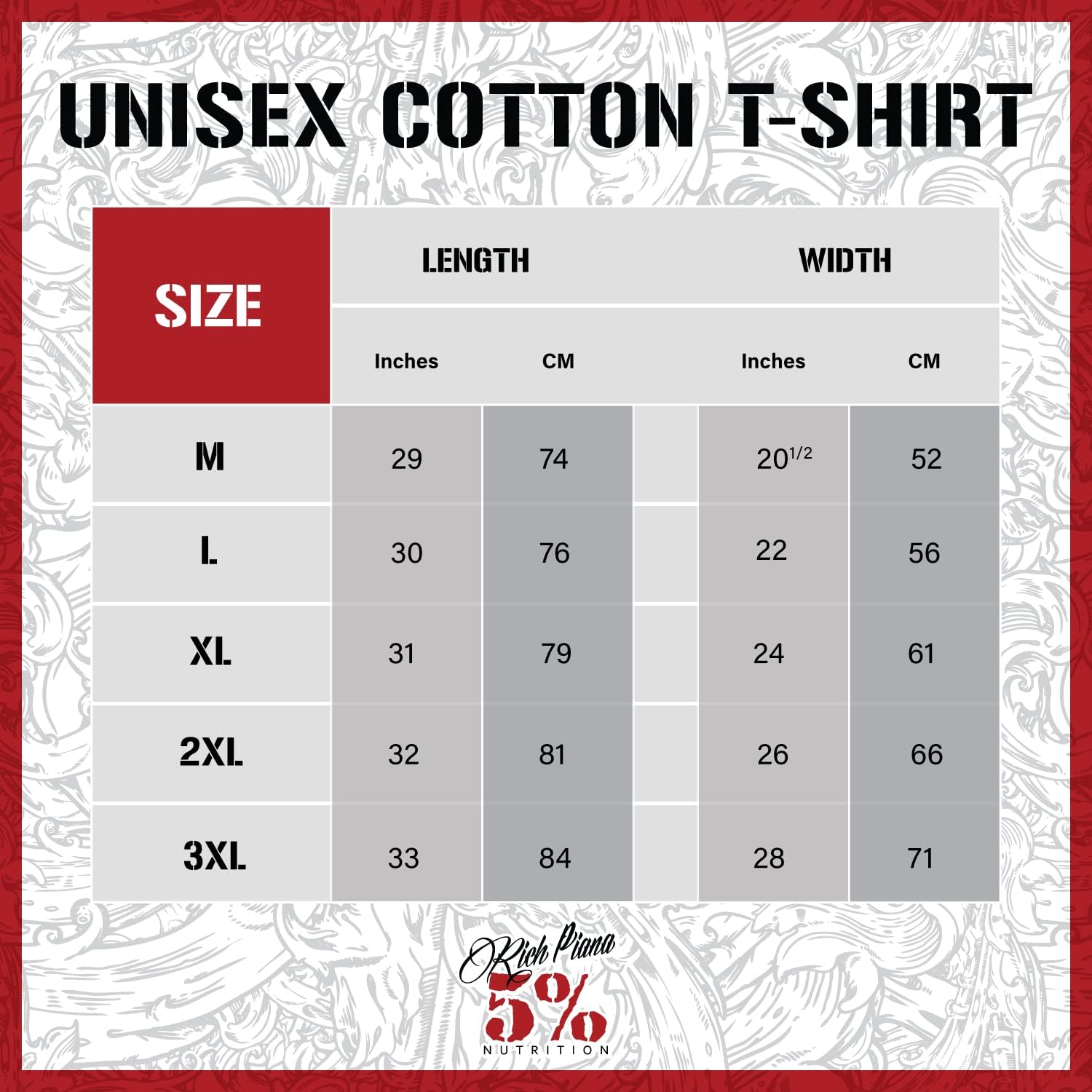 5% Nutrition Rich Piana Weightlifting Workout T-Shirt Gym Tee Muscle Shirt Cotton